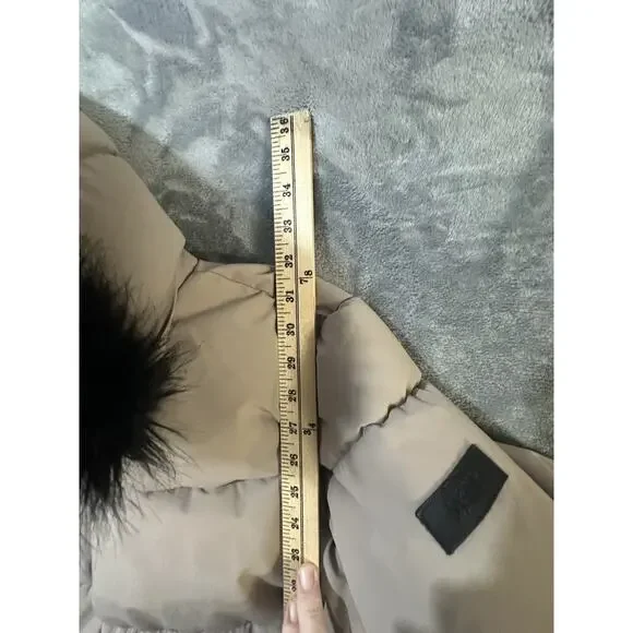 DKNY New York Women’s 2X Taupe Puffer Coat Faux Fur Hood Zip Front 2G 2TG - Picture 12 of 12